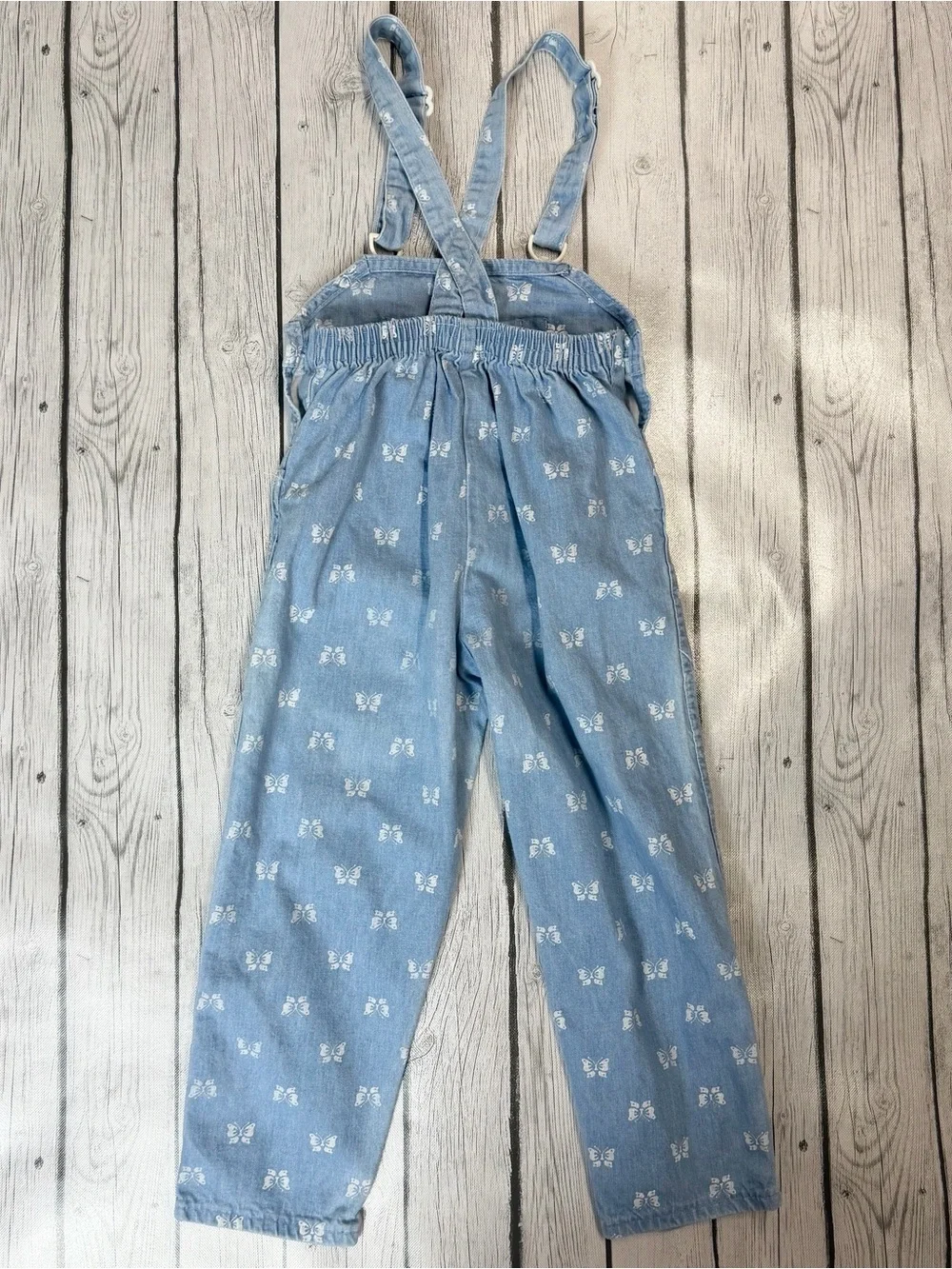 Vintage 1980s Oshkosh B'Gosh Girls 10 Years Denim Butterfly Suspender Pants